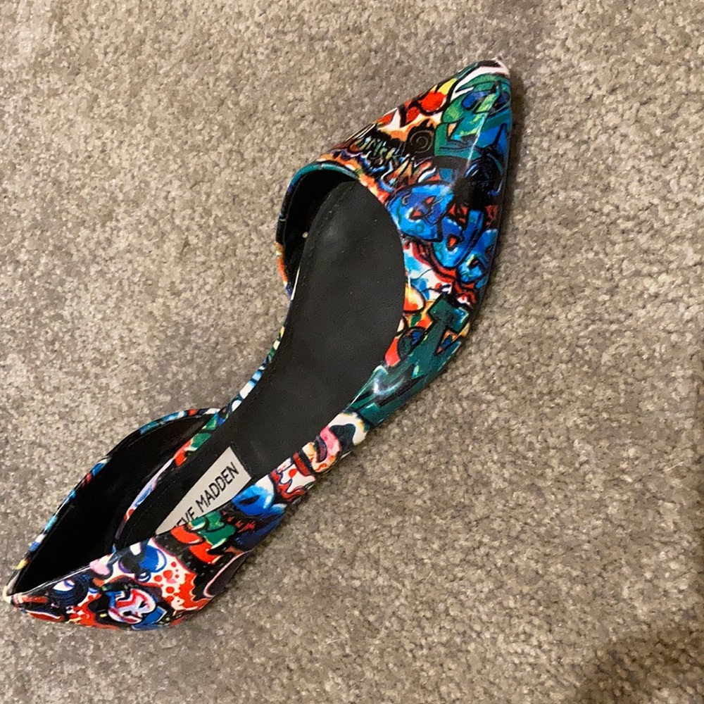 Steve Madden multi colored graffiti flats